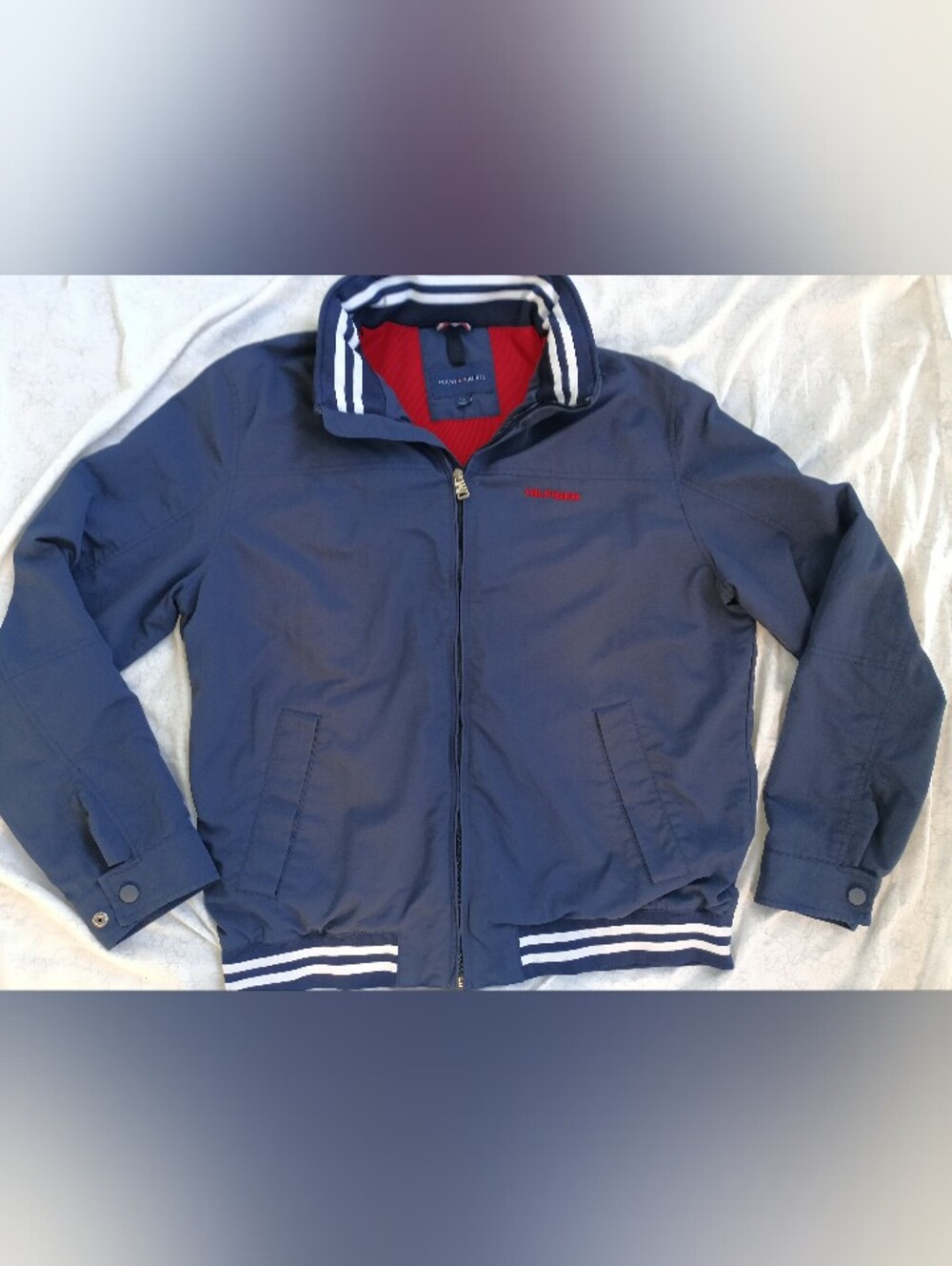 TH Men’s Large Regatta Jacket Navy Hooded Mesh Lined Full Zip